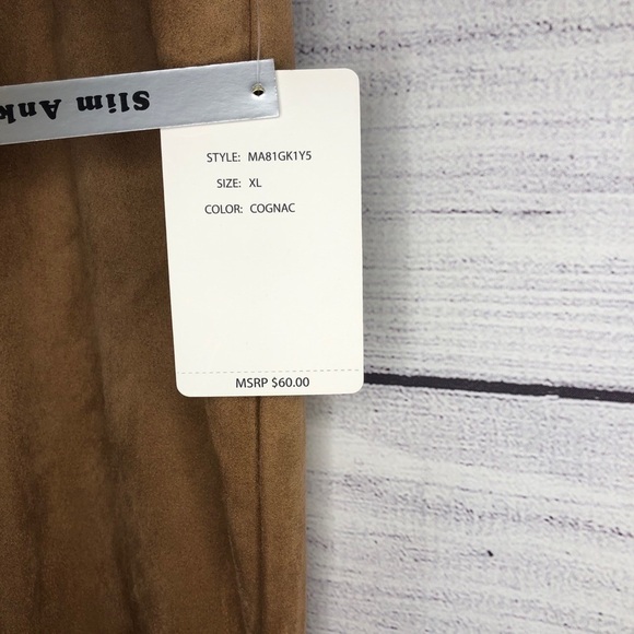 NWT Zac & Rachel Suede Tan Slim Ankle Pant Sz XL - Picture 5 of 7